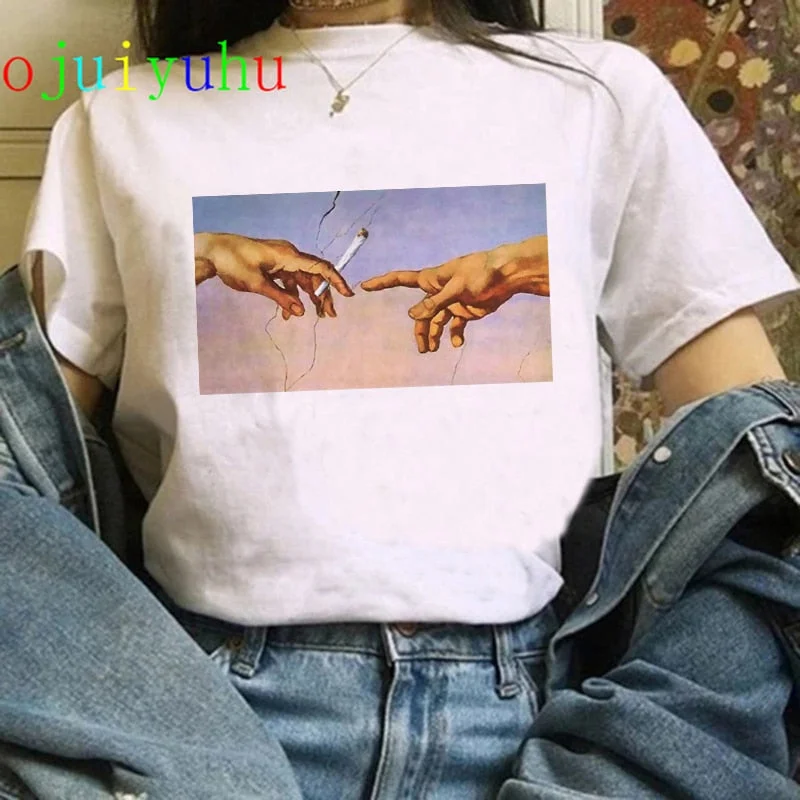 aesthetic t shirt vaporwave Michelangelo women fashion new harajuku tshirt Casual korean style Graphic hip hop t-shirt female
