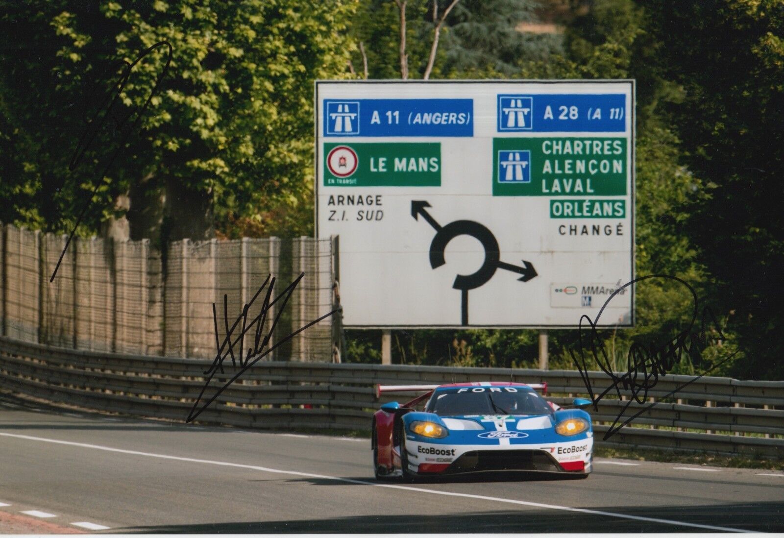 Tincknell, Priaulx, Derani Hand Signed Ford GT Le Mans 2017 12x8 Photo Poster painting.