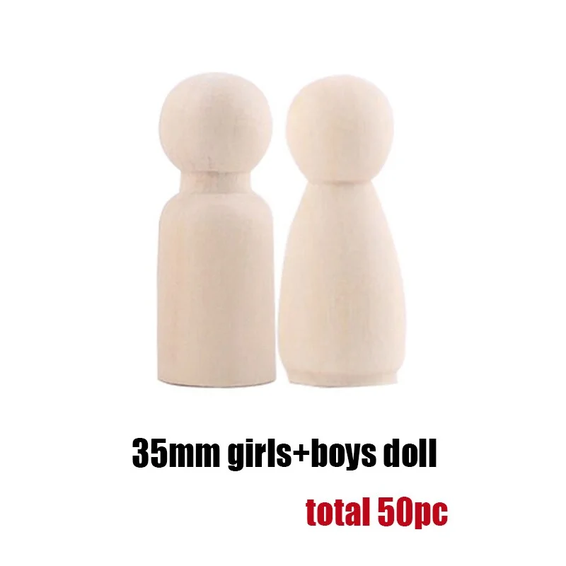 50Pc 75Mm/90Mm Wood Crafts Girls And Boys Diy Handmade Blank Home Decoration Baby Toys Peg Dolls Wooden Crafts For Baby Room