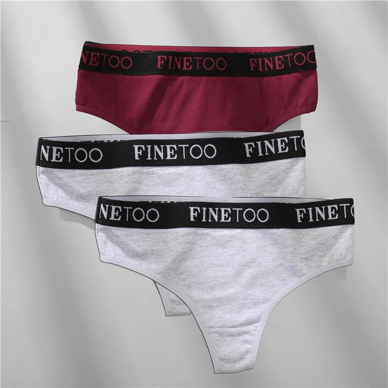 FINETOO 2/3PCS Cotton Sexy Underwear G-string Women M-XL Panties Fashion Letter Waist Femme 2021 Underpant For Woman Thong Girls