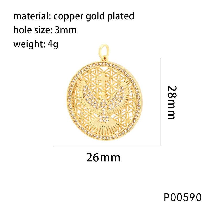 1 Piece 29*29mm Copper Zircon Sun Eagle Pendant Jewelry Accessories