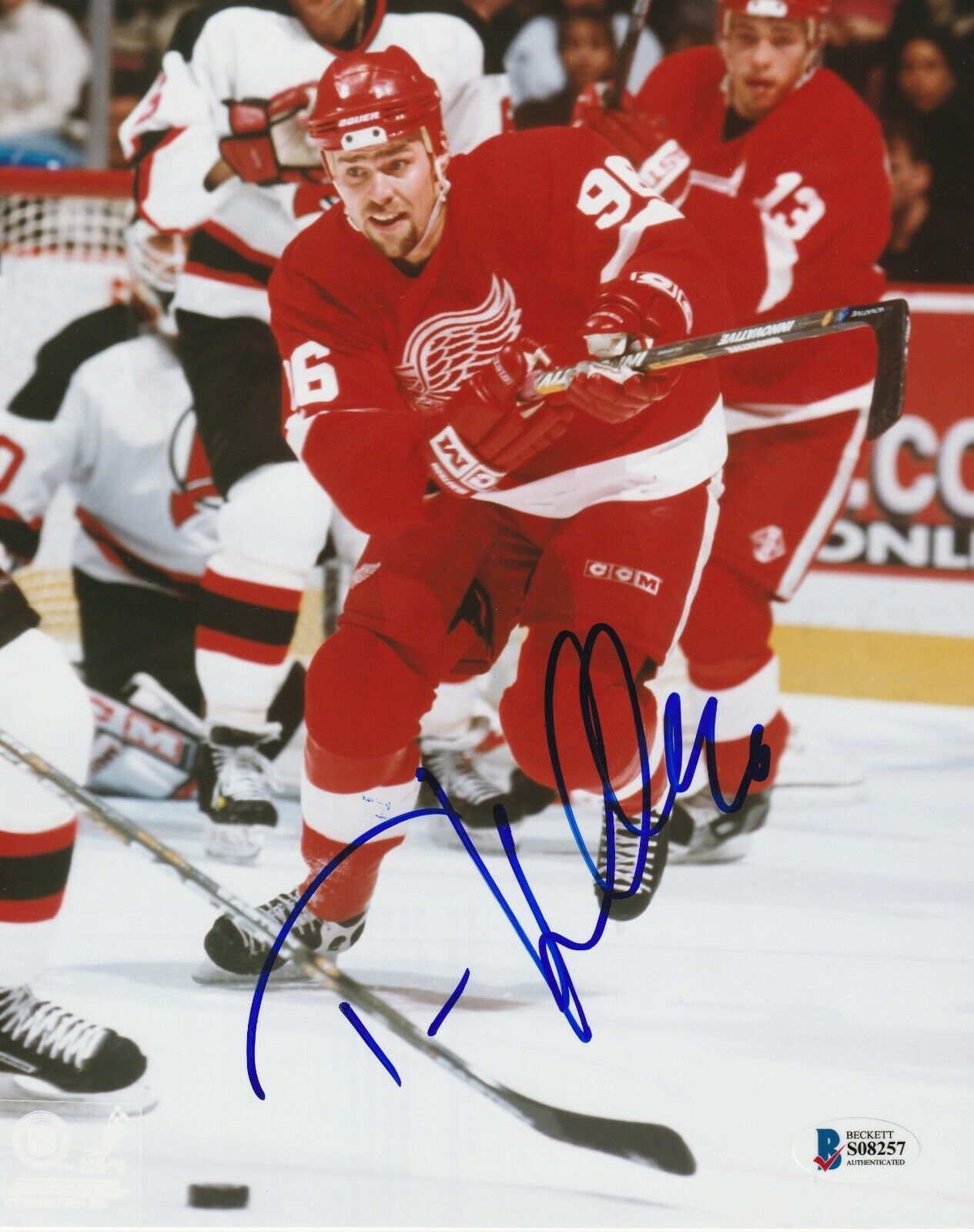 TOMAS HOLMSTROM Signed Detroit RED WINGS 8x10 Photo Poster painting w/ Beckett COA