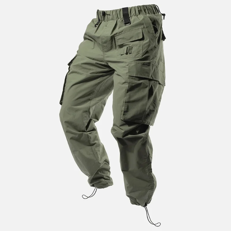 Simple multi-pocket solid color casual pants