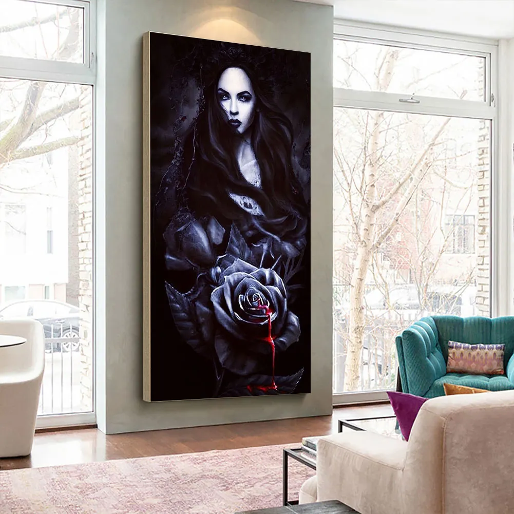 Full Round Diamond Painting 40*80cm - Dark Rose Girl