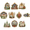 10PCS DIY Pearl Diamond Painting Christmas Fridge Magnets, Sparkling Rhinestone Refrigerator Magnet Craft Kit for Home Decor & Gifts
