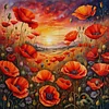 Poppy Field-11CT Stamped Cross Stitch 50*50cm/19.69*19.69in
