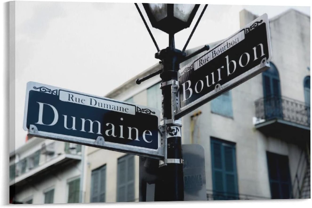 Street Sign New Orleans Intersection Dumaine Bourbon Canvas Poster Bedroom Decor Sports Landscape Office Room Decor Gift,Canvas Poster Wall Art Decor Print Picture Paintings for Living Room Bedroom De 12x18inch(30x45cm)