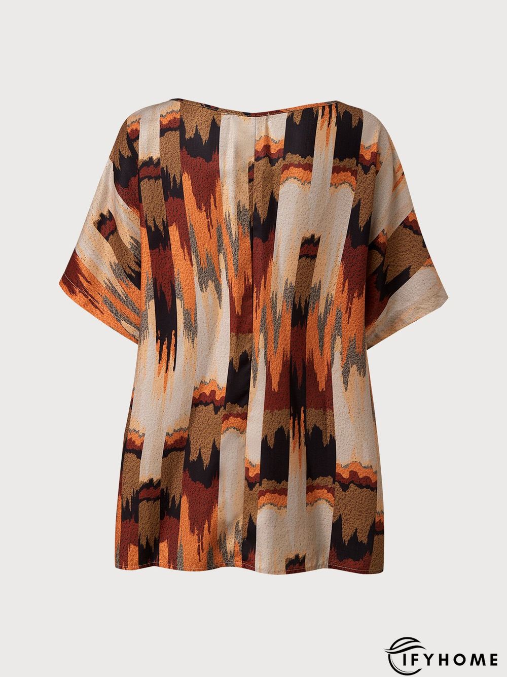 Retro Color Blocking Printed Ladies Top | IFYHOME