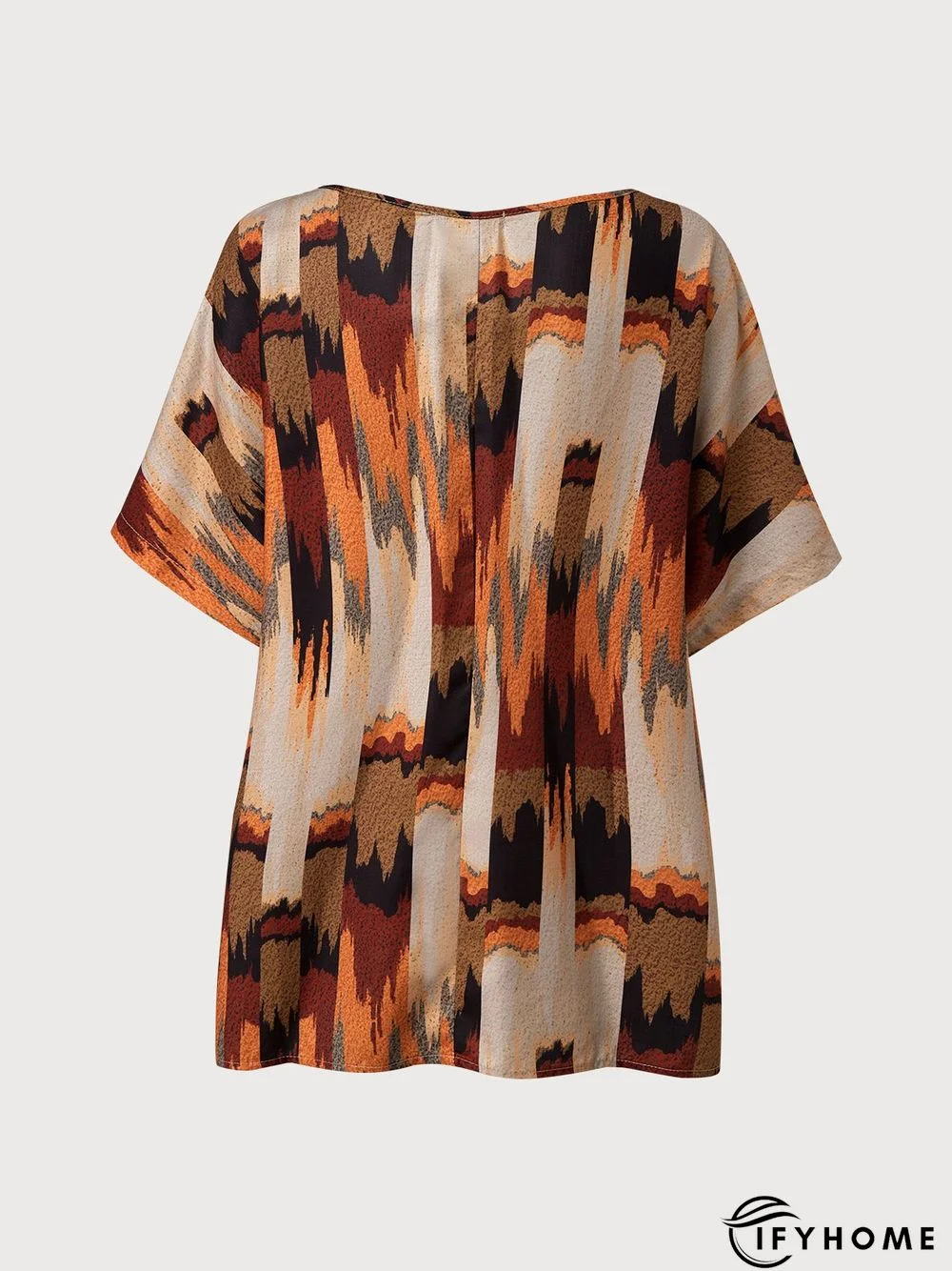 Retro Color Blocking Printed Ladies Top | IFYHOME