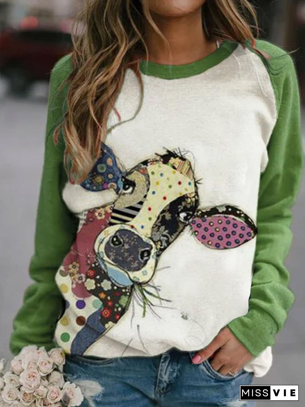 Casual Raglan Sleeve Sweatshirts
