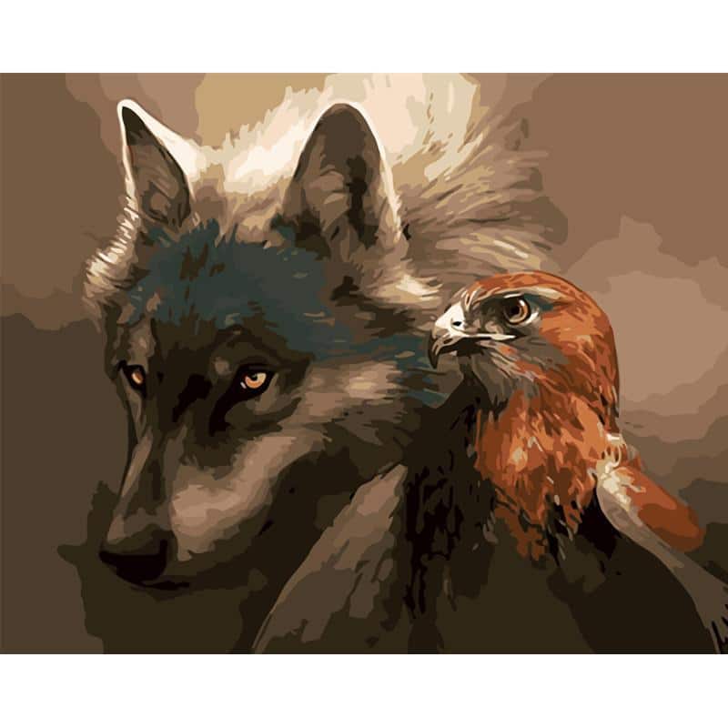 

Wolf And Hawk – Paint By Numbers - 40*50CM, 501 Original