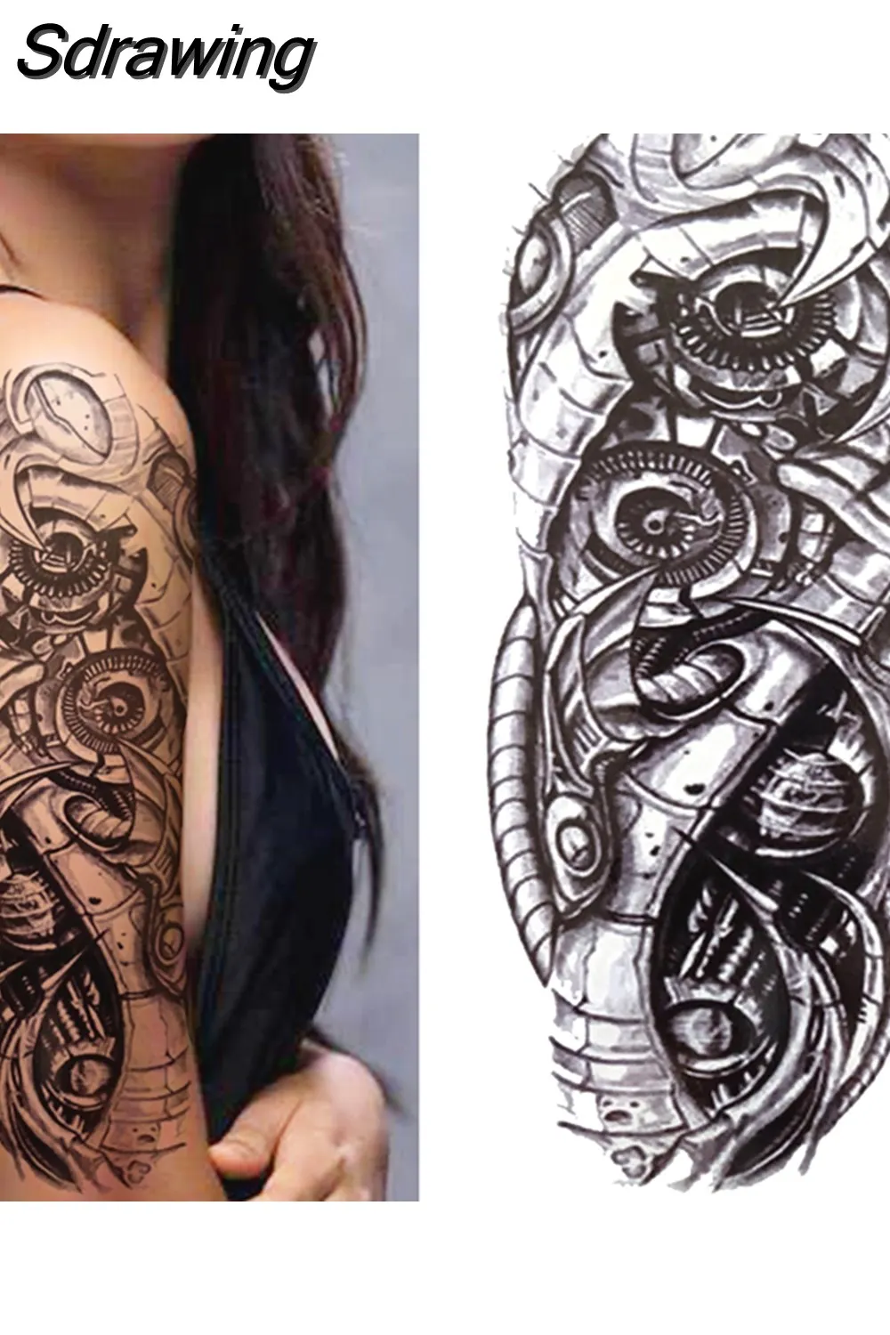 Sdrawing Lion Temporary Tattoo For Women Men Adult Skull Tiger Wolf Forest Tattoo Sticker Black Fake Realistic Demon Tatoos Forearm 430-1