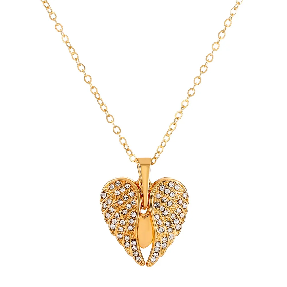 Love Zirconia Wings Gold Plated Necklace