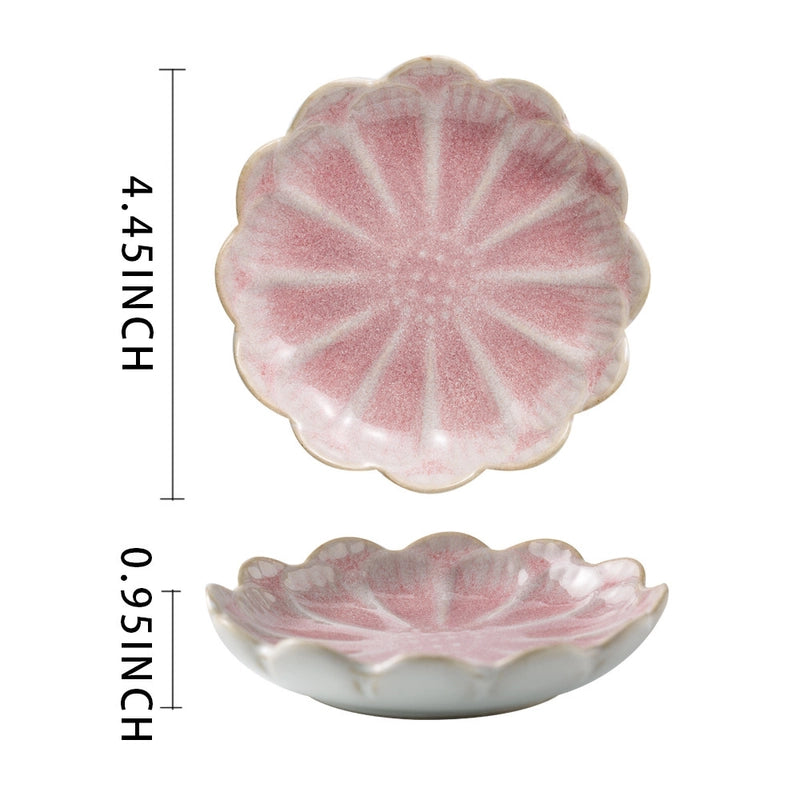 Nordic Jewelry Plate Tray Blue And Pink Storage Plate Household Snack Dish Taste Dish Ceramic Lotus Jewelry Plate
