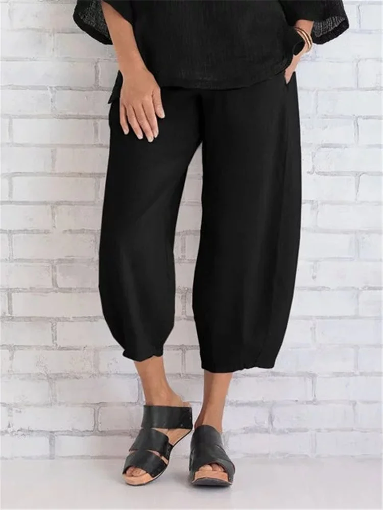 Solid Color Casual Fashion Nine Points Casual Pants-INSPIREUSE