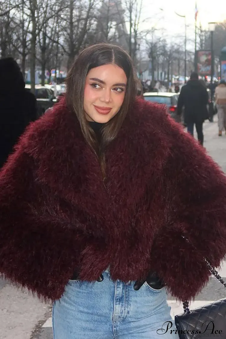 Faux Fur Shearling Short Cardigan Jacket Coat