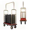 [US Local Warehouse] Hotel Luggage Cart 39Lx19Wx68H Inch Bellman Cart with 881lb Load Capacity 8-inch Silent Rubber Casters Carpet Deck Bumper Rails Hotel Service Trolley for Commercial Use Condos Resorts