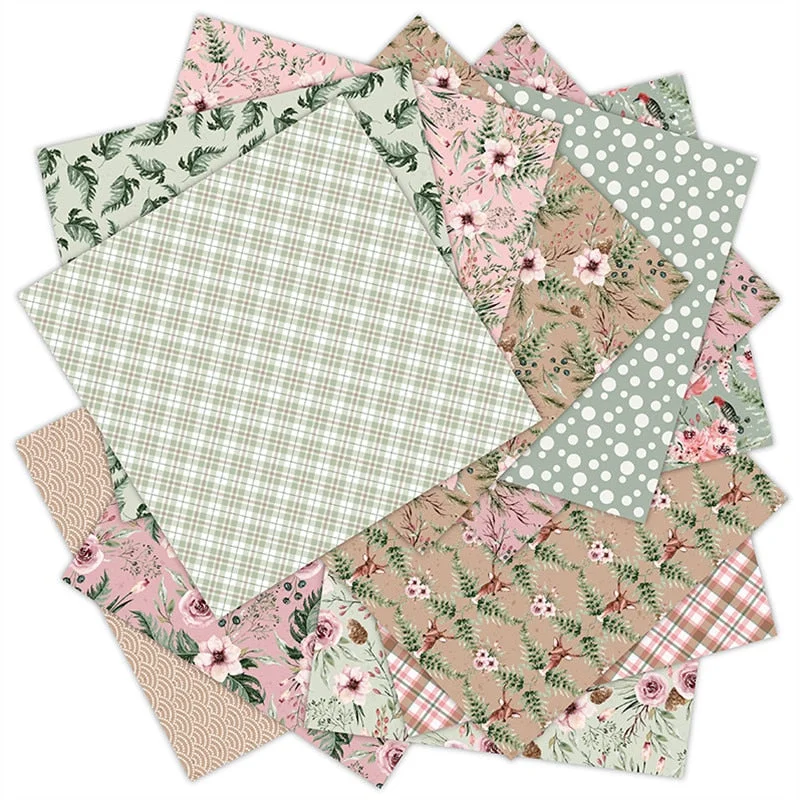 12pc flower winter patterned paper Scrapbooking paper pack handmade craft paper craft Background pad