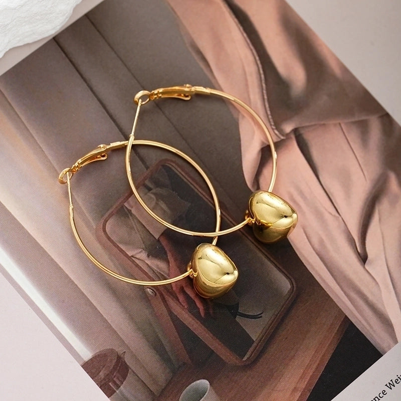 1 Pair Exaggerated Circle Heart Shape Plating Alloy Gold Plated Earrings