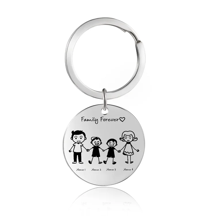 Personalized Family Gifts Keychain Custom 4 Names Mom Dad Sons Kid Charm Keyring