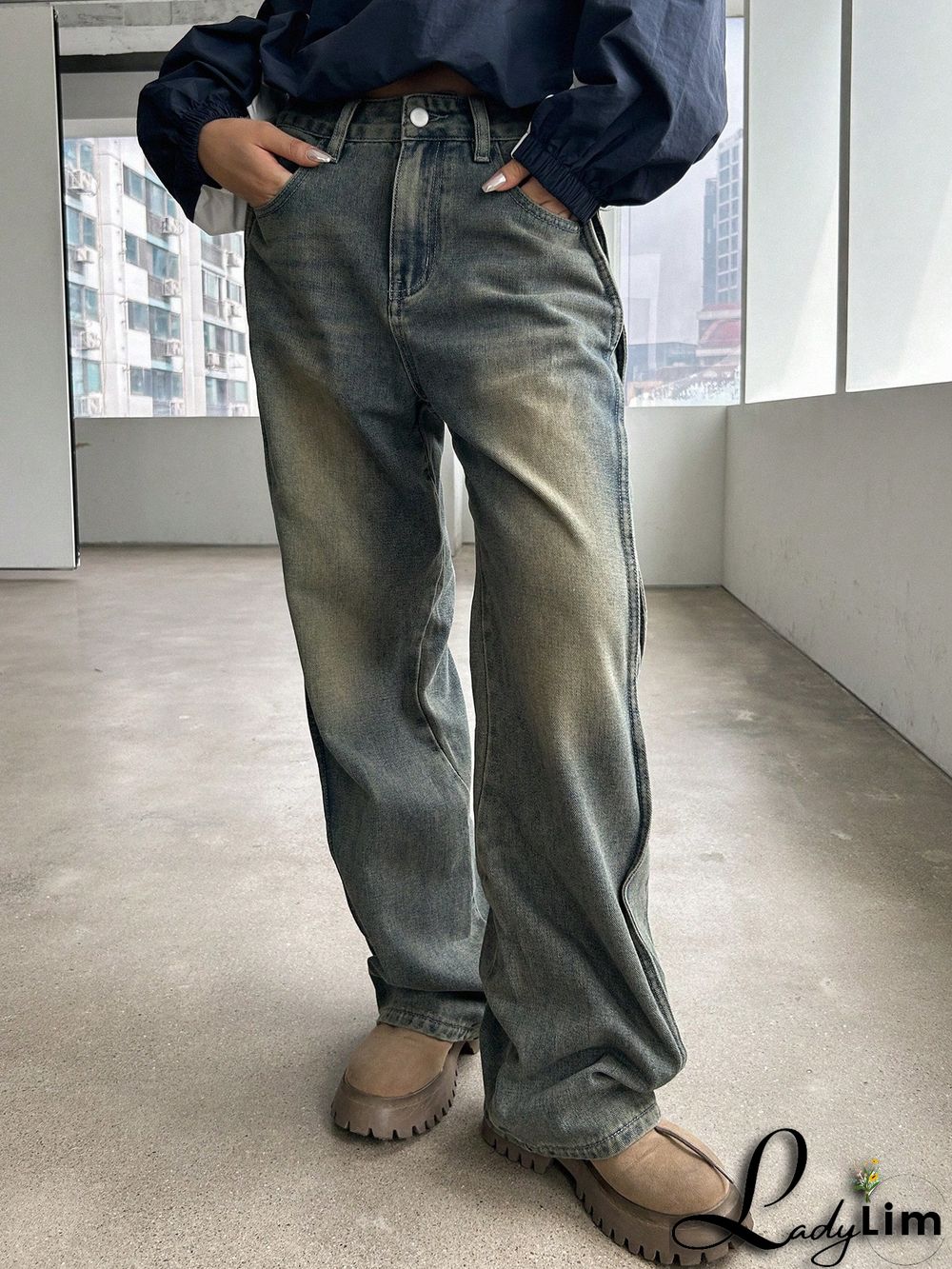 Seam Side Wide Leg Jeans