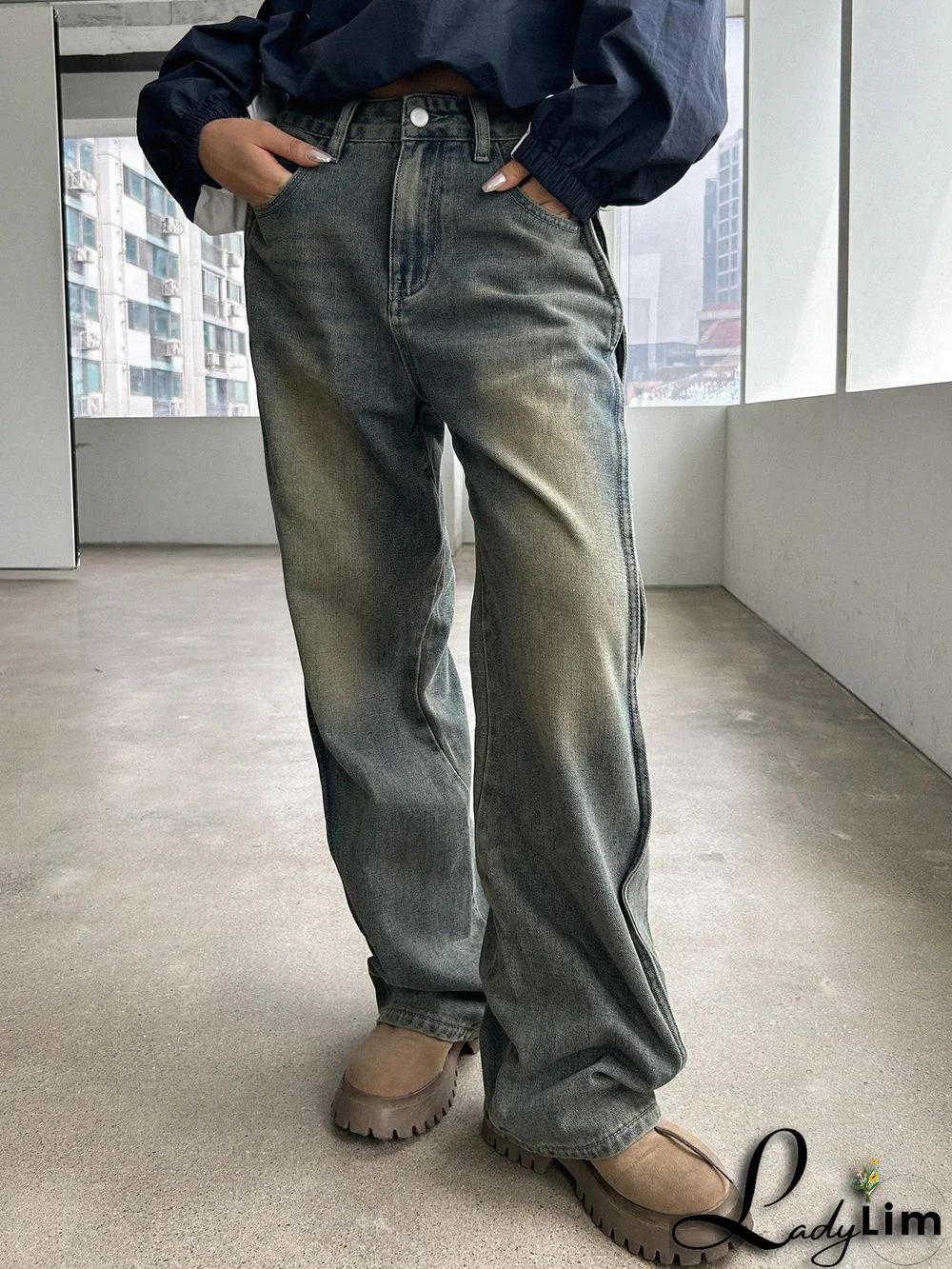 Seam Side Wide Leg Jeans