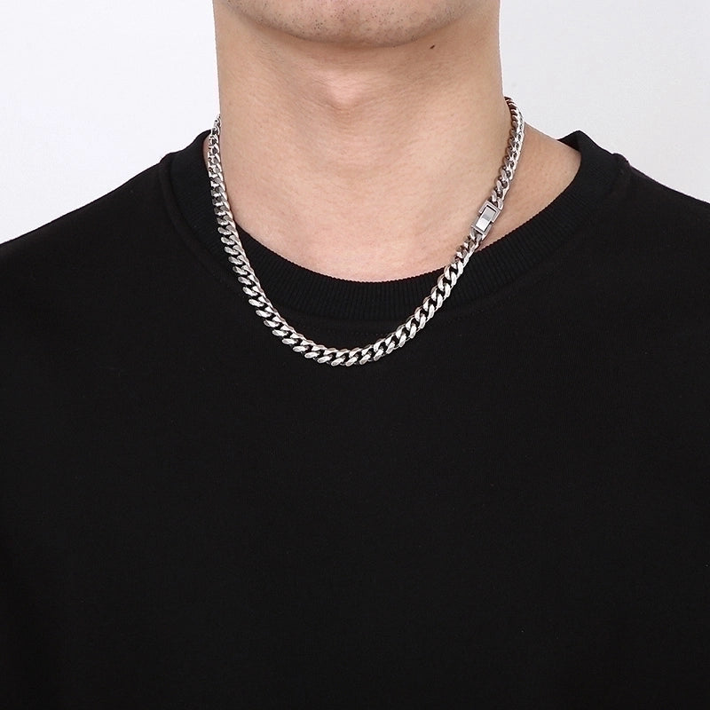 Hip-hop Rock Solid Color Stainless Steel Men’s Necklace