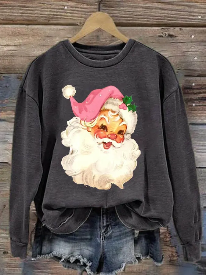 Women's Christmas Santa Claus Print Long Sleeve Sweatshirt