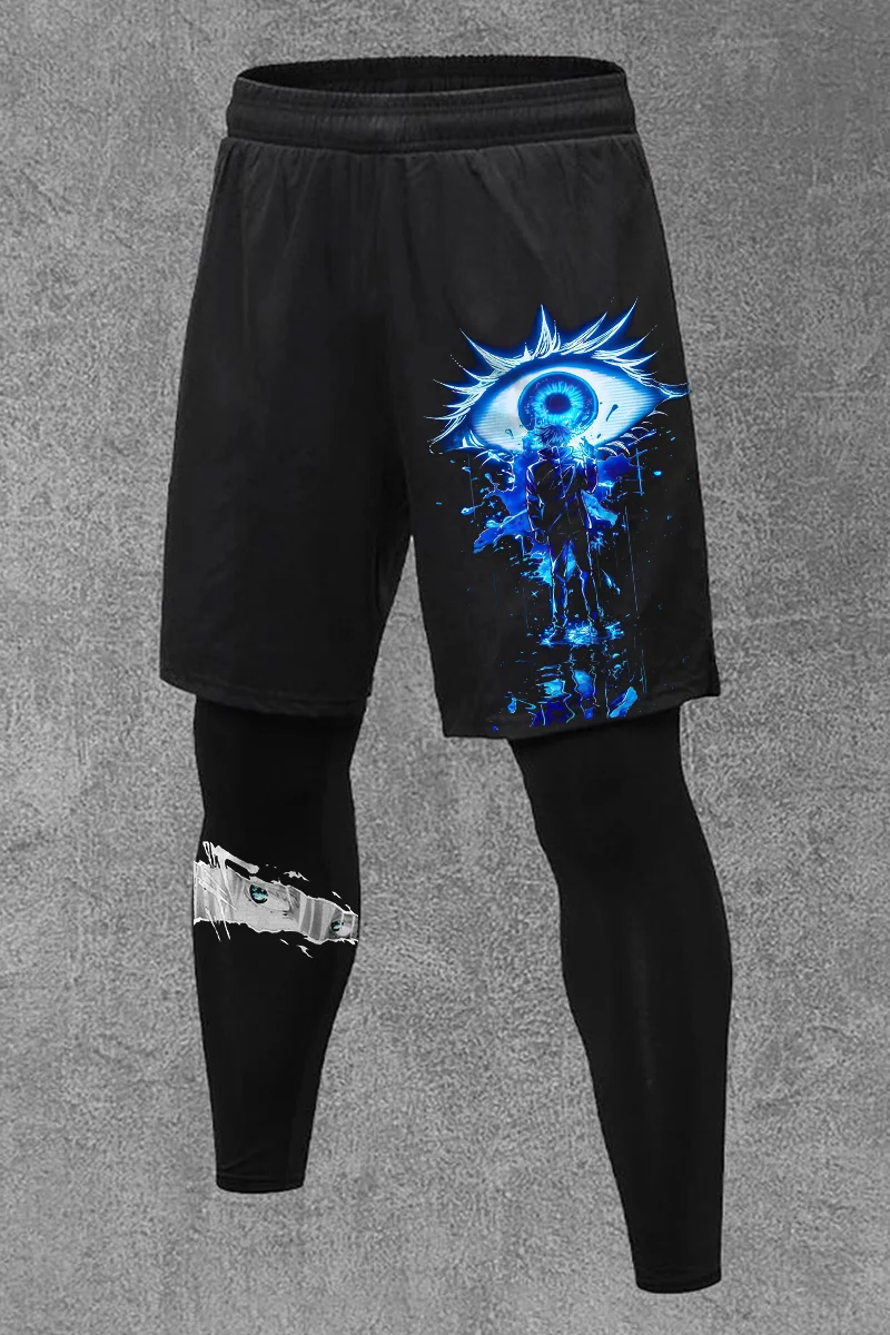 Gojo's Hidden Vision Anime Printed Men's All-In-One Fitness Leggings 