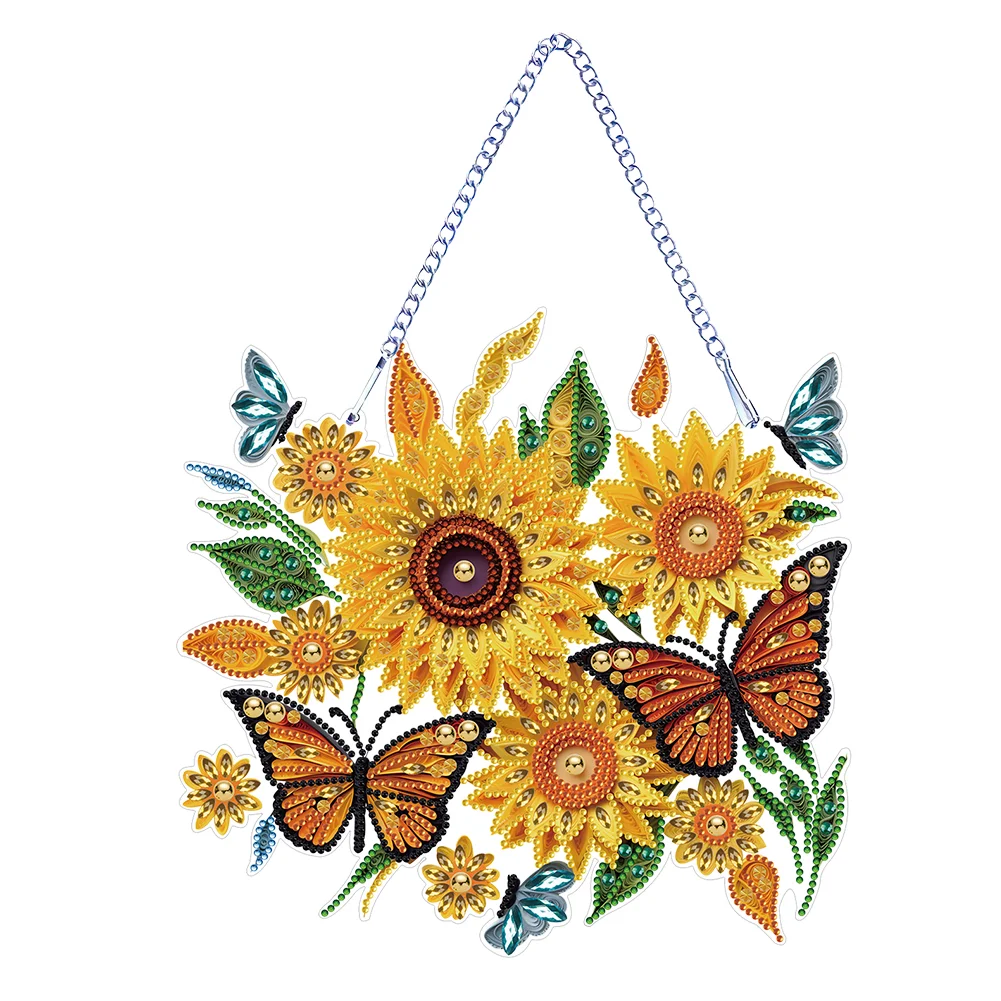 DIY Sunflower Acrylic Diamond Art Hanging Pendant Diamond Painting Hanging