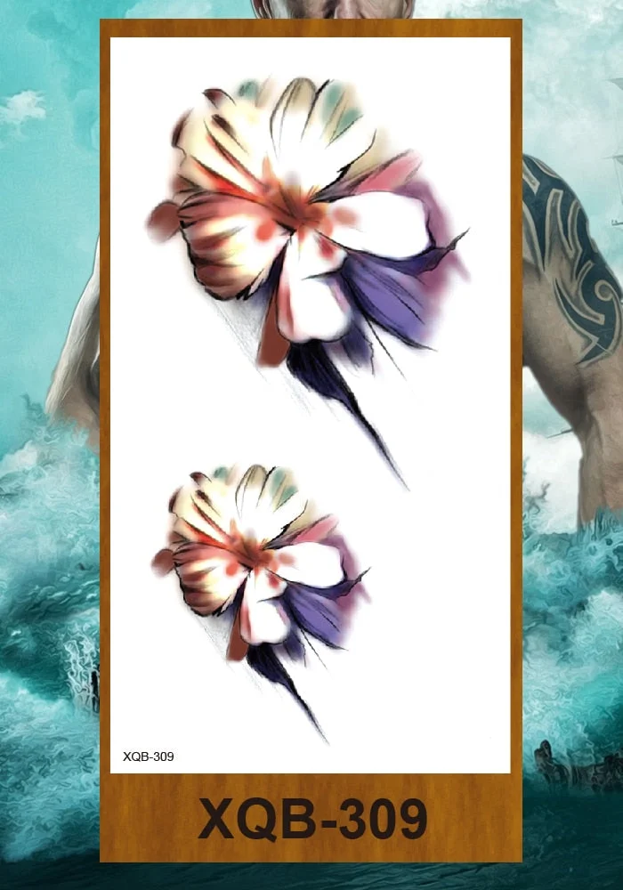 Temporary Tattoo Stickers Women Girl Arm Buttocks Chest Art Fake Tatoo Flowers Chain Body Makeup Waterproof Lily Chrysanthemum