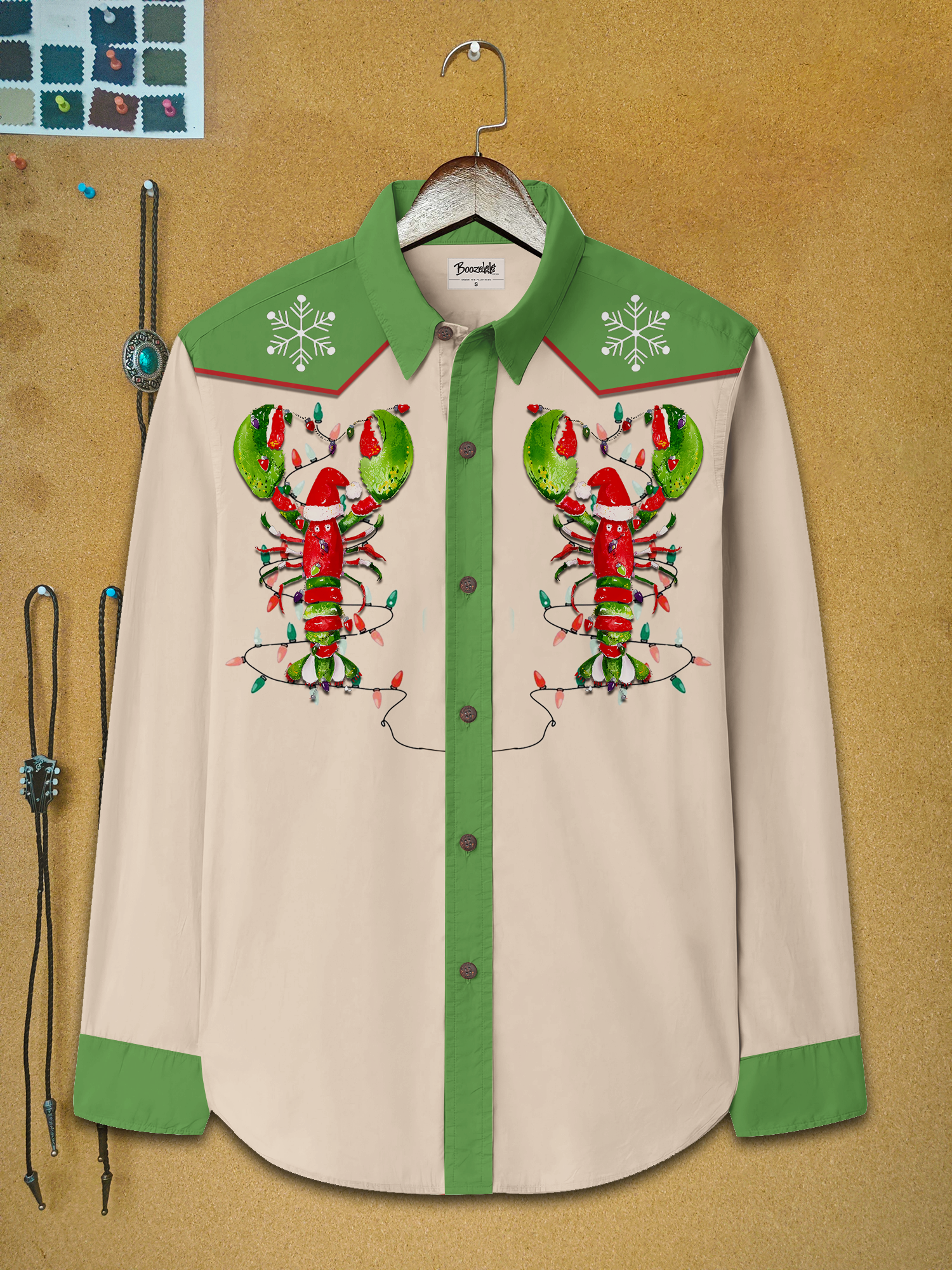 Lobster Lantern Christmas Tree - 100% Cotton Long Sleeves Shirt