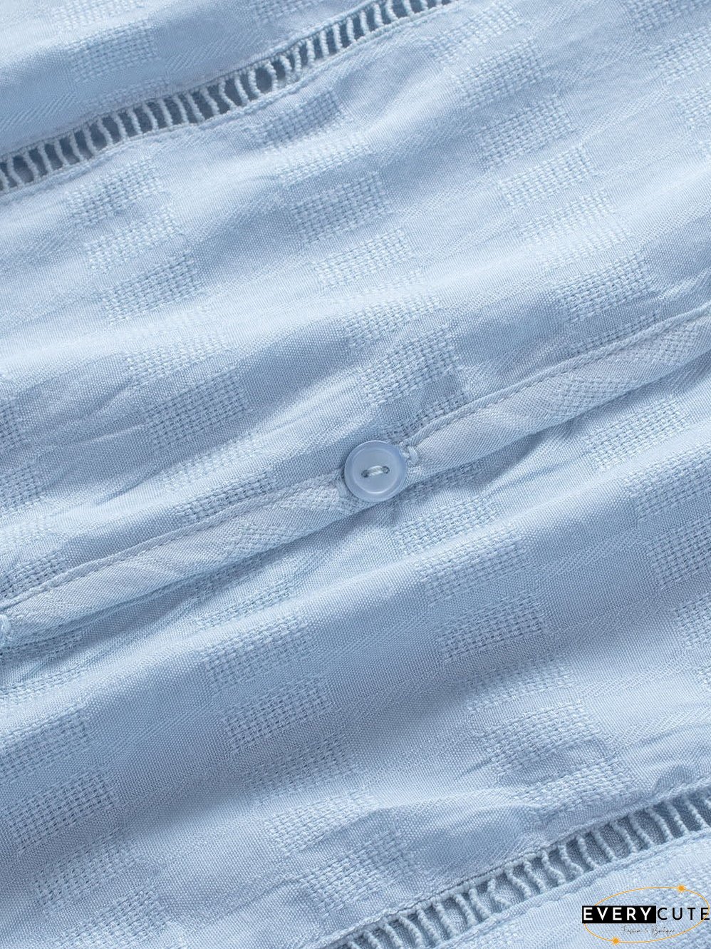 Casual Crochet-Detail Button-Up