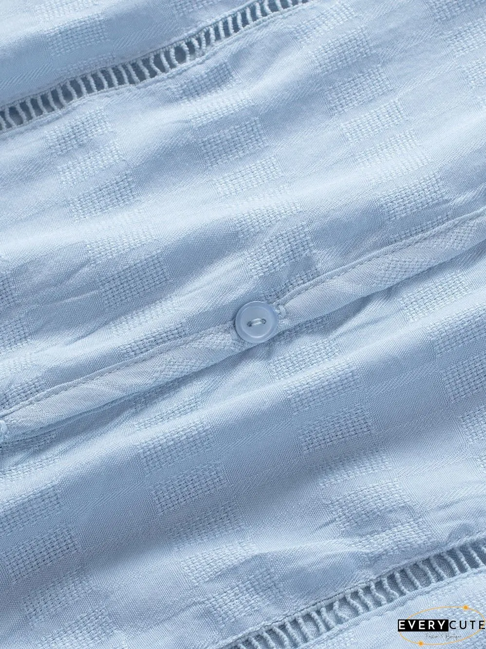 Casual Crochet-Detail Button-Up