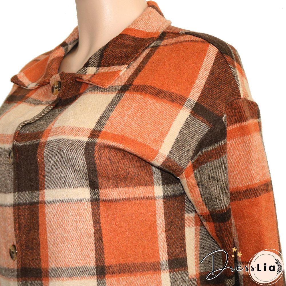 Classic Plaid Single-breasted Woolen Coat