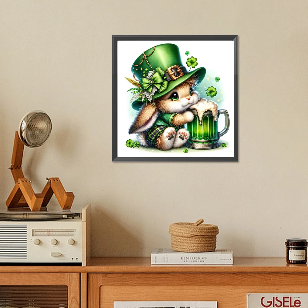 Diamond Painting - Full Square Drill - St. Patrick's Day Rabbit(Canvas|35*35cm)