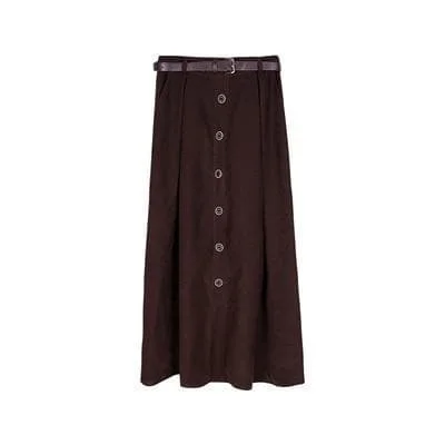 Dark Academia Sweet Winter Elastic Waist Skirt With Belt SP16504