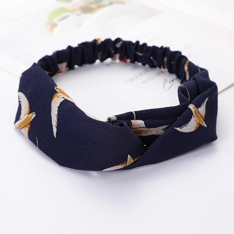 Women’s Lady Polka Dots Flower Cloth Hair Band