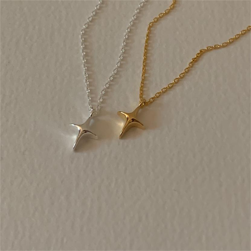 925 Sterling Silver Korean Tulip Geometric Silver Electroplating Necklaces