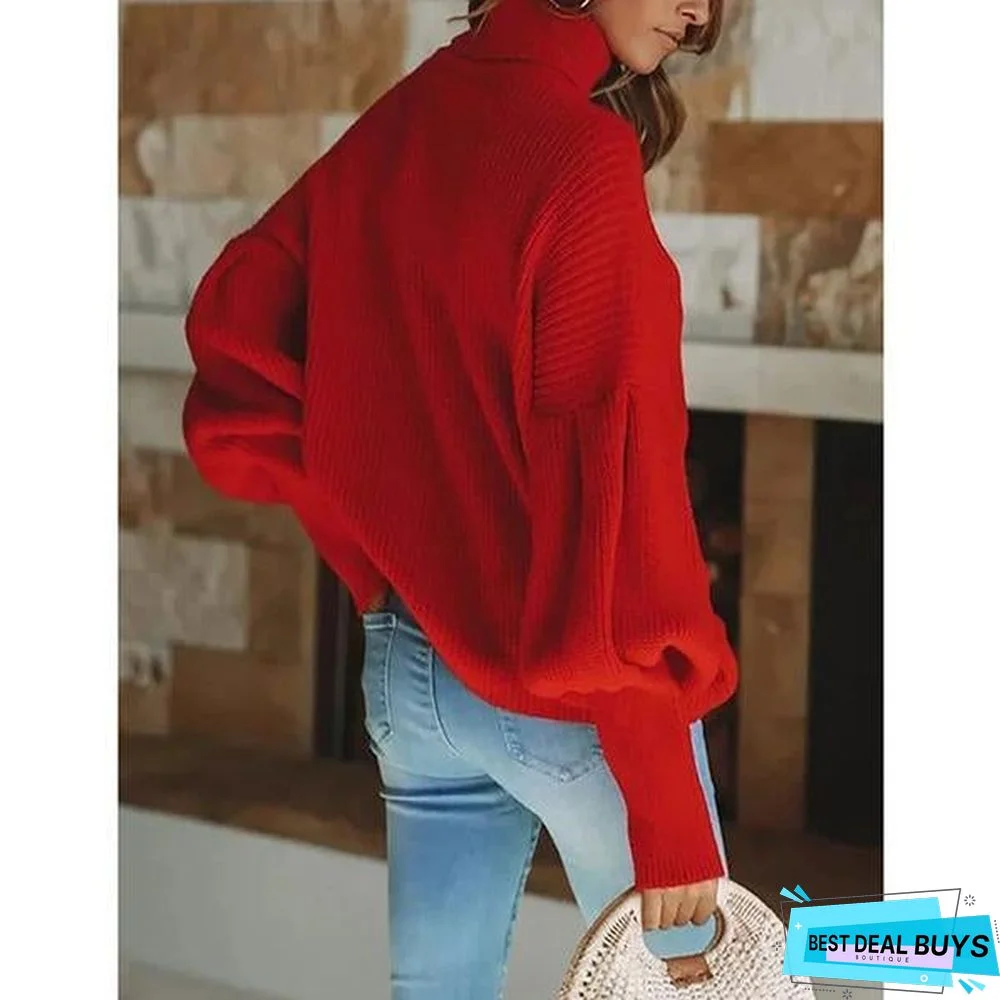Casual Turtleneck Shift Statement Sweaters