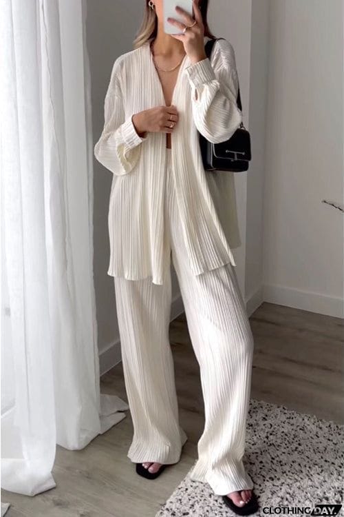 Pleated Oversized Shirt and Trouser Set