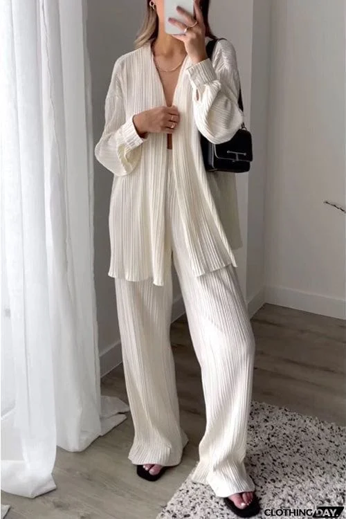 Pleated Oversized Shirt and Trouser Set