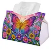 (24cm)Diamond Art Tissue Box Cover DIY PU Desktop Organizer Large(Butterfly)