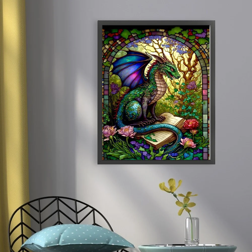 14CT Full Stamped Cross Stitch - Stained Glass Pterodactyl(Canvas|45*55cm)