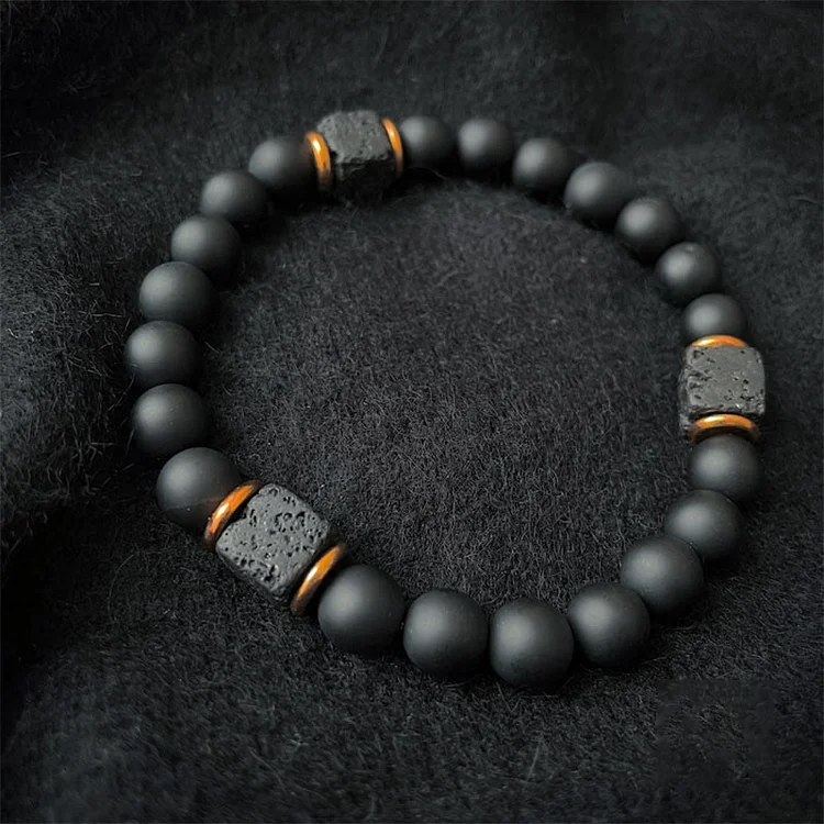 Matte Black Onyx with Cube Lava Balance Bracelet