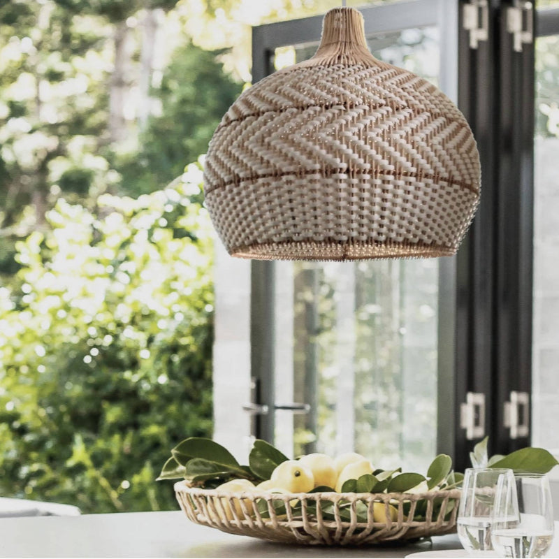 Arturest Pendant Light White Rattan Woven Lampshade For Living Room