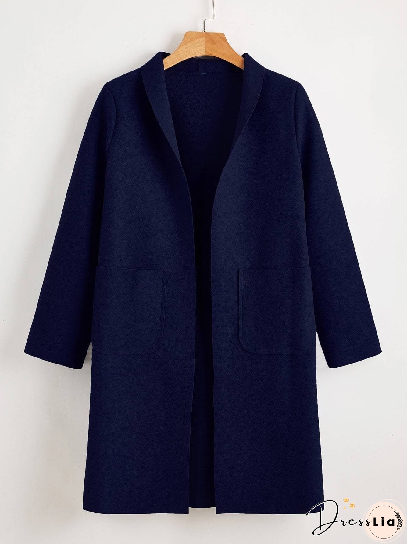 Solid Shawl Collar Dual Pocket Coat for Women