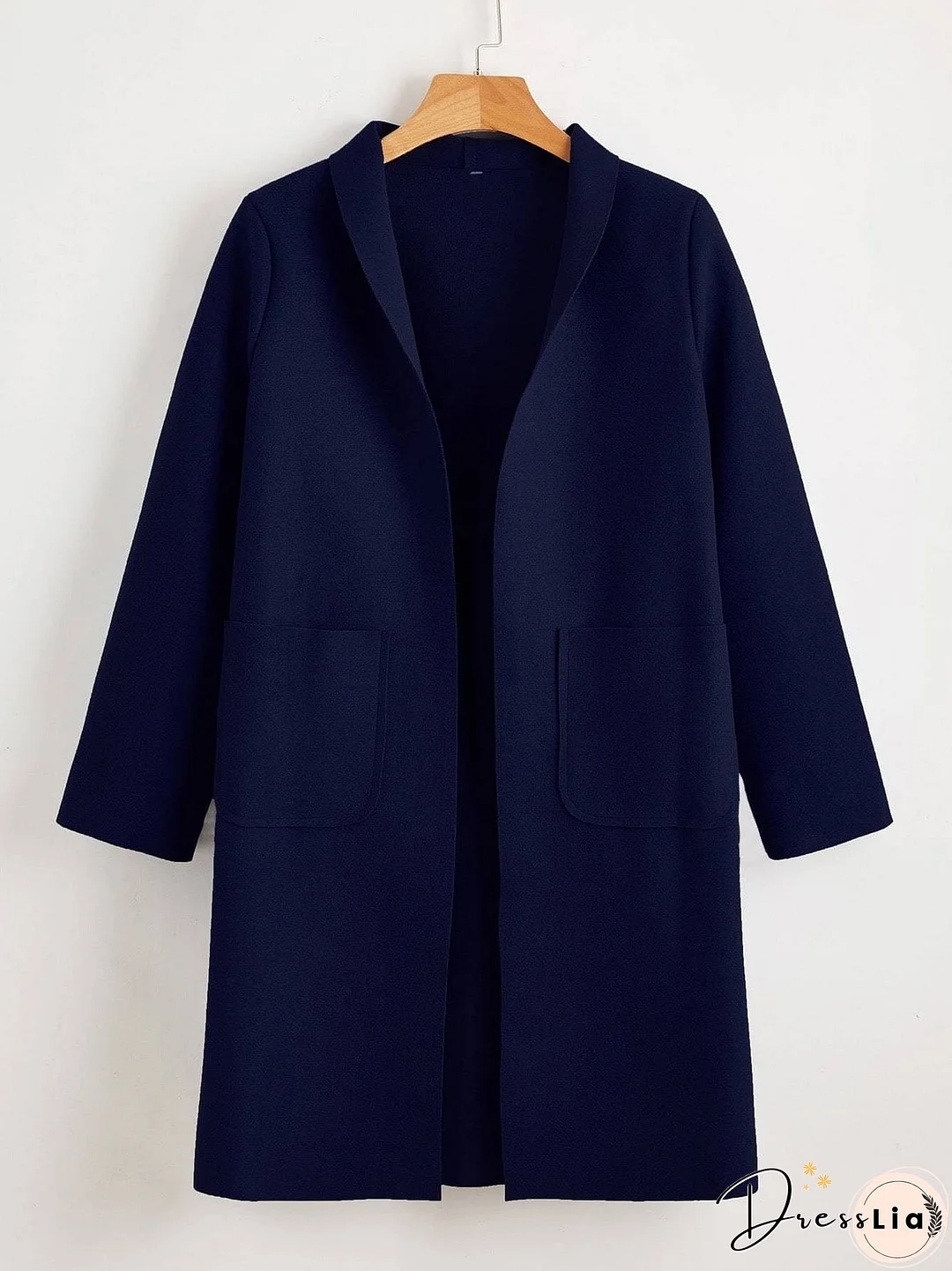 Solid Shawl Collar Dual Pocket Coat for Women