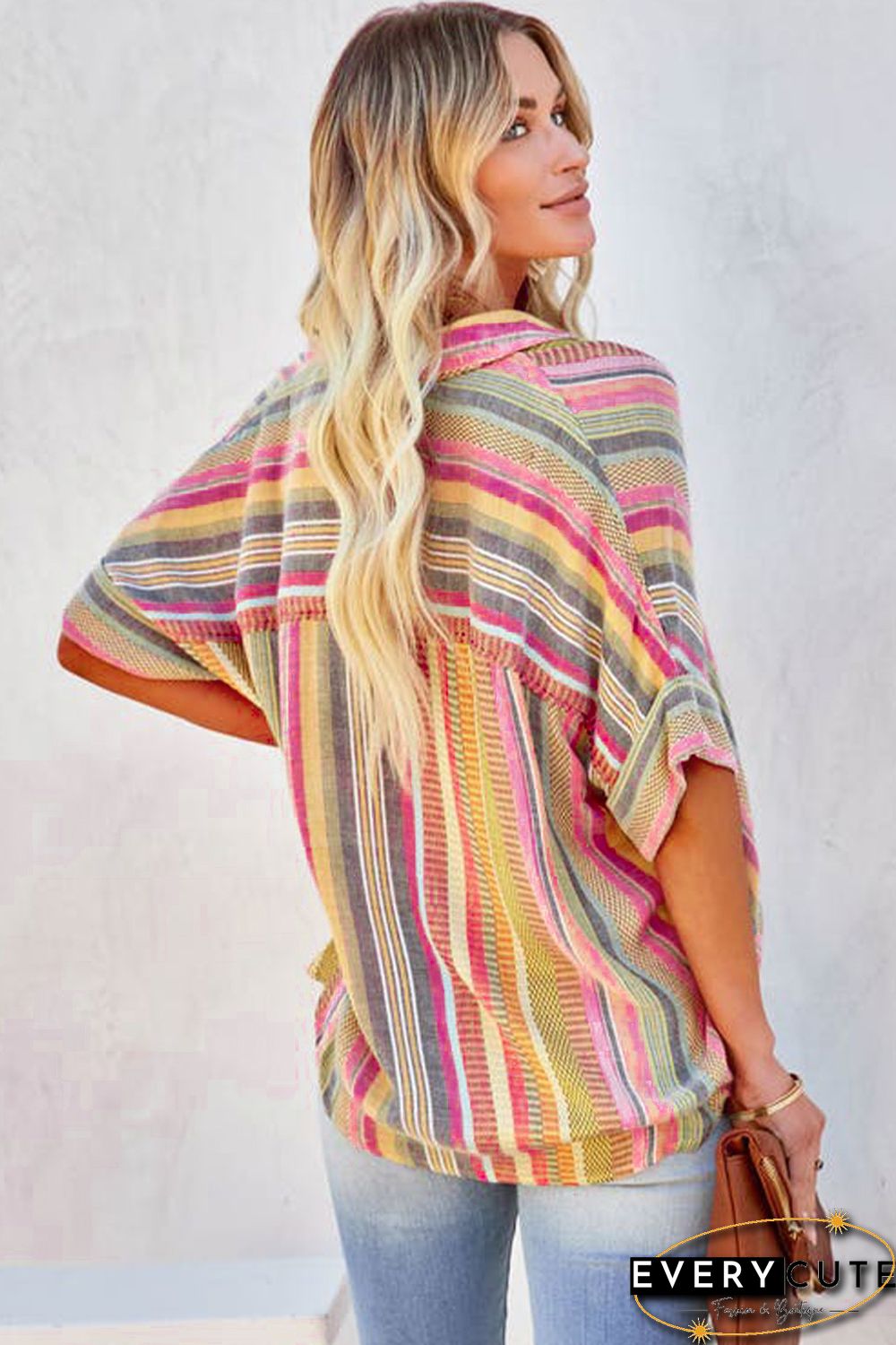 Striped Woven Print Buttons Shirt