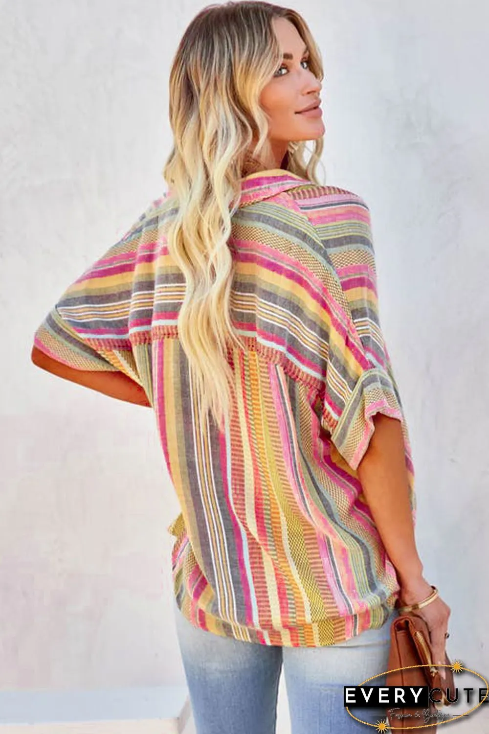 Striped Woven Print Buttons Shirt